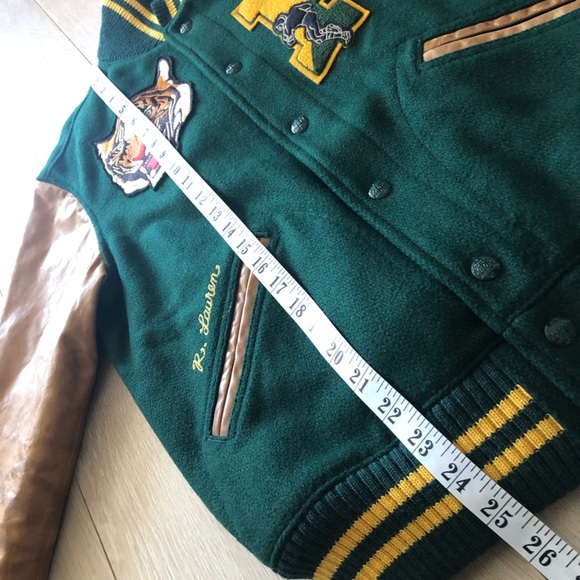 NWT Polo Ralph Lauren Leather Wool Letterman Tiger Logo Varsity Jacket Size S - Picture 11 of 16